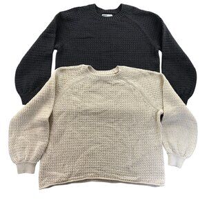 2 Sonoma Women's Sweaters Large Lot Of Two Textured Waffle Knit Crewneck Casual